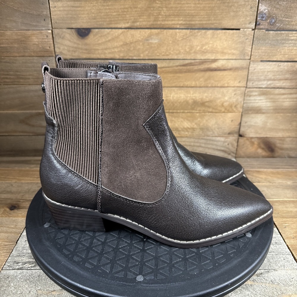Donald Pliner Gazzi Boot Womens Sz 6 Brown Leather Suede Booties Ankle Zip